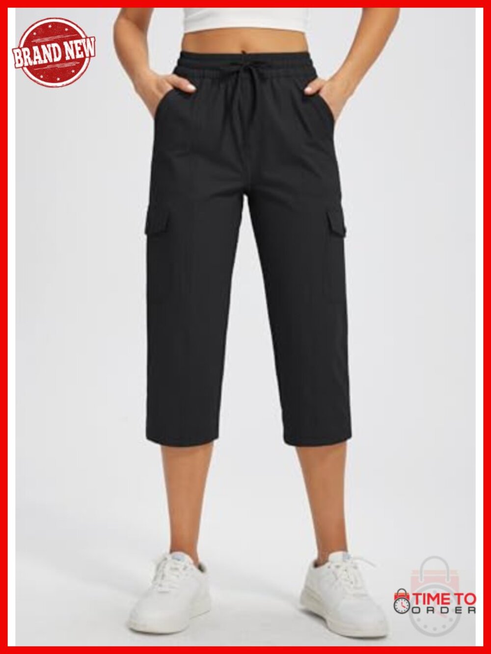 Women's Cargo Capri Pants Quick Dry Water Resistant UPF 50+ 6 Pockets Stretch - Picture 3 of 6